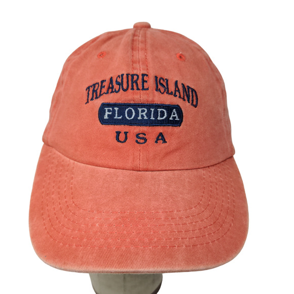 Sunkiss Men's Treasure Island Florida Hat Cap Orange Slideback Embroidered Logo - Picture 1 of 11